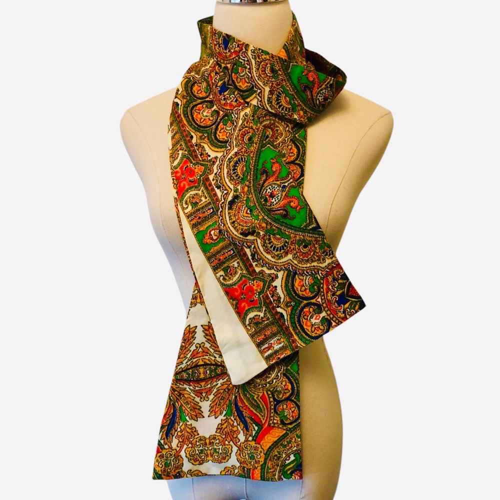 Vintage 60s 70s Mod Scarf Sash Tie Belt Colorful Paisley